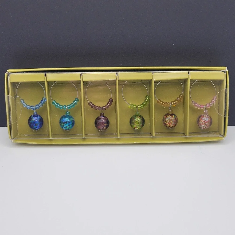 Pier 1 Imports Beaded Wine Glass Charms Set of 6 Multicolor 2519295